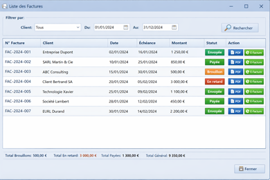 Logiciel de gestion de factures